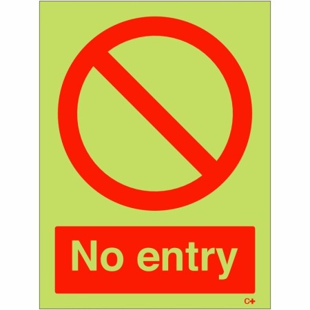 Glow in the dark no entry safety sign