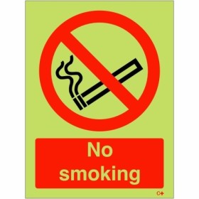 No Smoking prohibition safety sign with glow in the dark background
