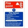 4 point fire action notice sign for caravans showing emergency fire procedures