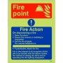  Photoluminescent 4 point fire action notice sign for caravans with fire point instructions