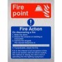  Brushed aluminium caravan fire action notice with evacuation and fire brigade guidance