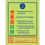  Photoluminescent 5 point fire action notice sign with evacuation and assembly instructions