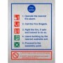  Brushed aluminium 5 point fire action notice with fire brigade and escape guidance