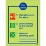  Photoluminescent 3 point fire action notice sign with alarm and assembly point instructions