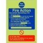  Glow in the dark fire action notice with emergency evacuation instructions
