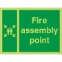  Photoluminescent fire assembly muster point sign with emergency gathering symbol
