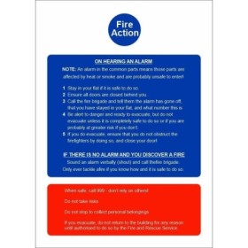 Stay Indoors Stay Put Fire Action Notice Sign for flats and apartments