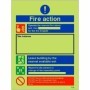  Photoluminescent fire action construction site notice with emergency procedure details