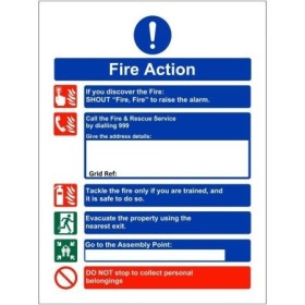 Shout Fire Fire fire action notice sign for holiday lets and accommodation buildings