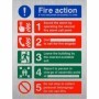  Brushed aluminium fire action notice with fire brigade contact and evacuation instructions