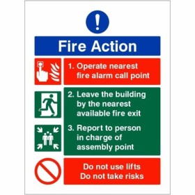 Operate Nearest Fire Alarm Call Point fire action safety sign