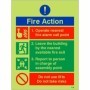  Photoluminescent operate nearest fire alarm sign with evacuation instructions