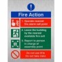  Brushed aluminium fire action notice with nearest exit and assembly point guidance