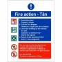 English and Welsh fire action safety sign with emergency evacuation instructions