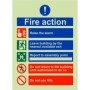  Photoluminescent 5 point fire action notice with do not use lifts instruction