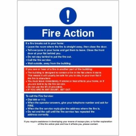 Personal Emergency Evacuation Plan PEEP fire action sign with evacuation instructions
