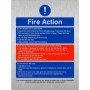  Brushed aluminium PEEP fire action notice with evacuation and fire service instructions