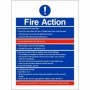 Fire Action Notice Sign with emergency instructions for flats and apartment buildings