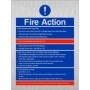  Brushed aluminium fire action sign explaining procedures if fire breaks out in your flat