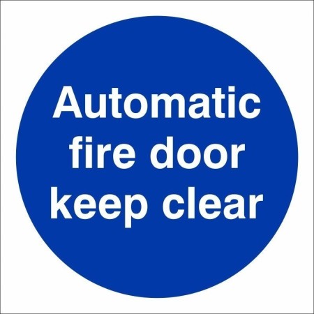 Automatic fire door keep clear mandatory safety sign