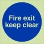  Photoluminescent mandatory fire exit keep clear safety sign