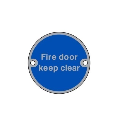 Fire Door Keep Clear blue mandatory aluminium sign