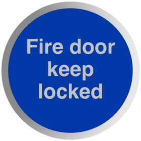  Brushed aluminium fire door keep locked sign