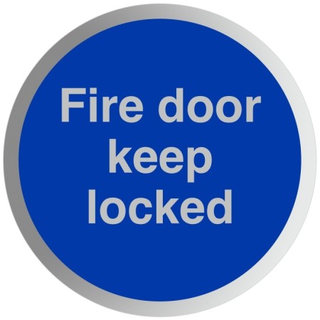  Brushed aluminium fire door keep locked sign