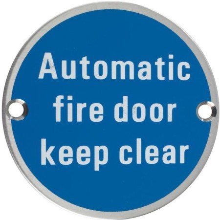 Automatic fire door keep clear stainless steel safety sign
