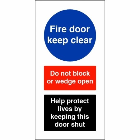Fire door keep clear help protect lives fire safety sign with obstruction warning