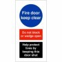 Fire door keep clear help protect lives fire safety sign with obstruction warning