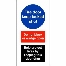 Fire door keep locked shut help protect lives safety sign