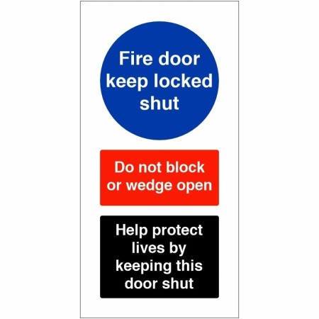 Fire door keep locked shut help protect lives safety sign