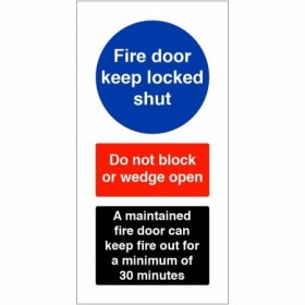 Fire door keep locked shut maintained fire door safety sign