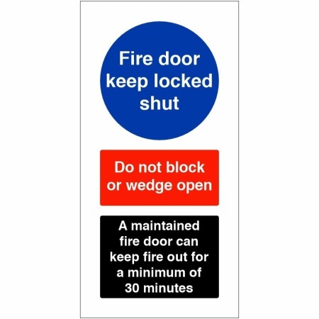Fire door keep locked shut maintained fire door safety sign