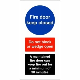 Fire door keep closed maintained fire door safety sign with obstruction warnin