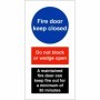 Fire door keep closed maintained fire door safety sign with obstruction warnin
