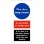 Fire door keep closed sign with do not block or wedge open safety message