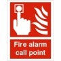 Fire alarm call point safety sign with emergency activation symbol