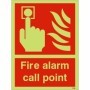  Photoluminescent fire alarm call point safety sign with emergency activation symbol