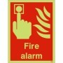  Photoluminescent fire alarm safety sign with emergency push button icon