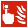 Fire alarm symbol safety sign with emergency alarm activation pictogram