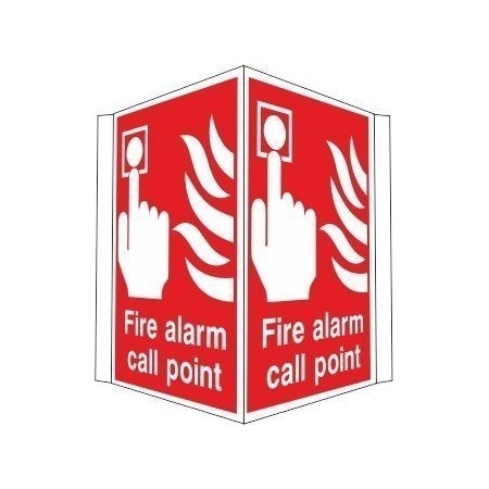 Projecting fire alarm call point safety sign for emergency fire alarm identificatio