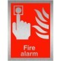Fire Alarm Brushed Aluminium Safety Sign