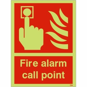 Glow in the dark fire alarm call point safety sign