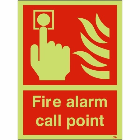 Glow in the dark fire alarm call point safety sign