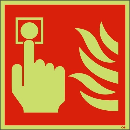 Glow in the dark fire alarm symbol safety sign