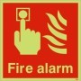  Photoluminescent square fire alarm safety sign with emergency call point symbol