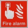  Brushed aluminium square fire alarm safety sign with manual fire alarm graphic