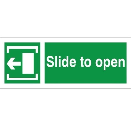 Slide to open arrow left instruction sign